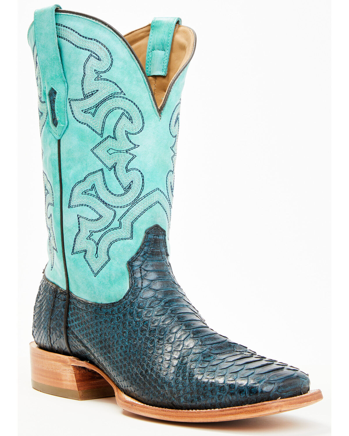 Image #1 - Corral Men's Exotic Python Western Boots - Broad Square Toe, Navy, hi-res