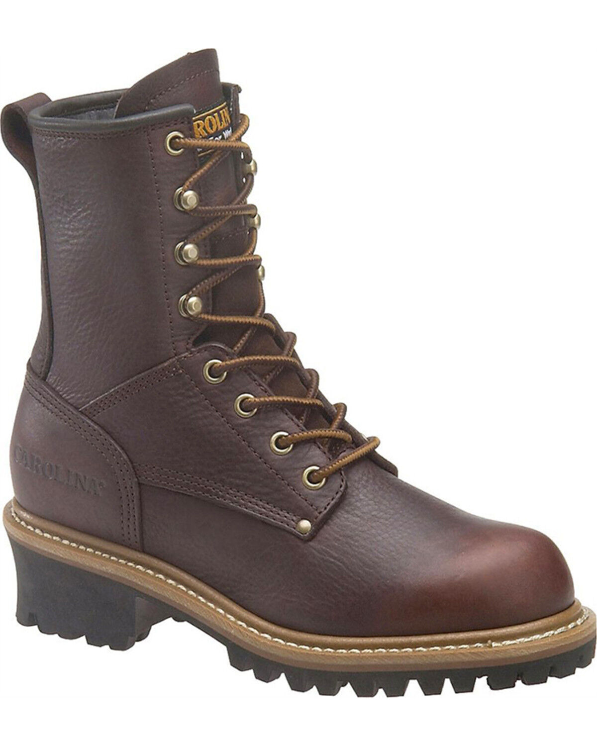 Carolina Women's Elm 8" EH Logger Boots - Soft Toe, Dark Brown, hi-res