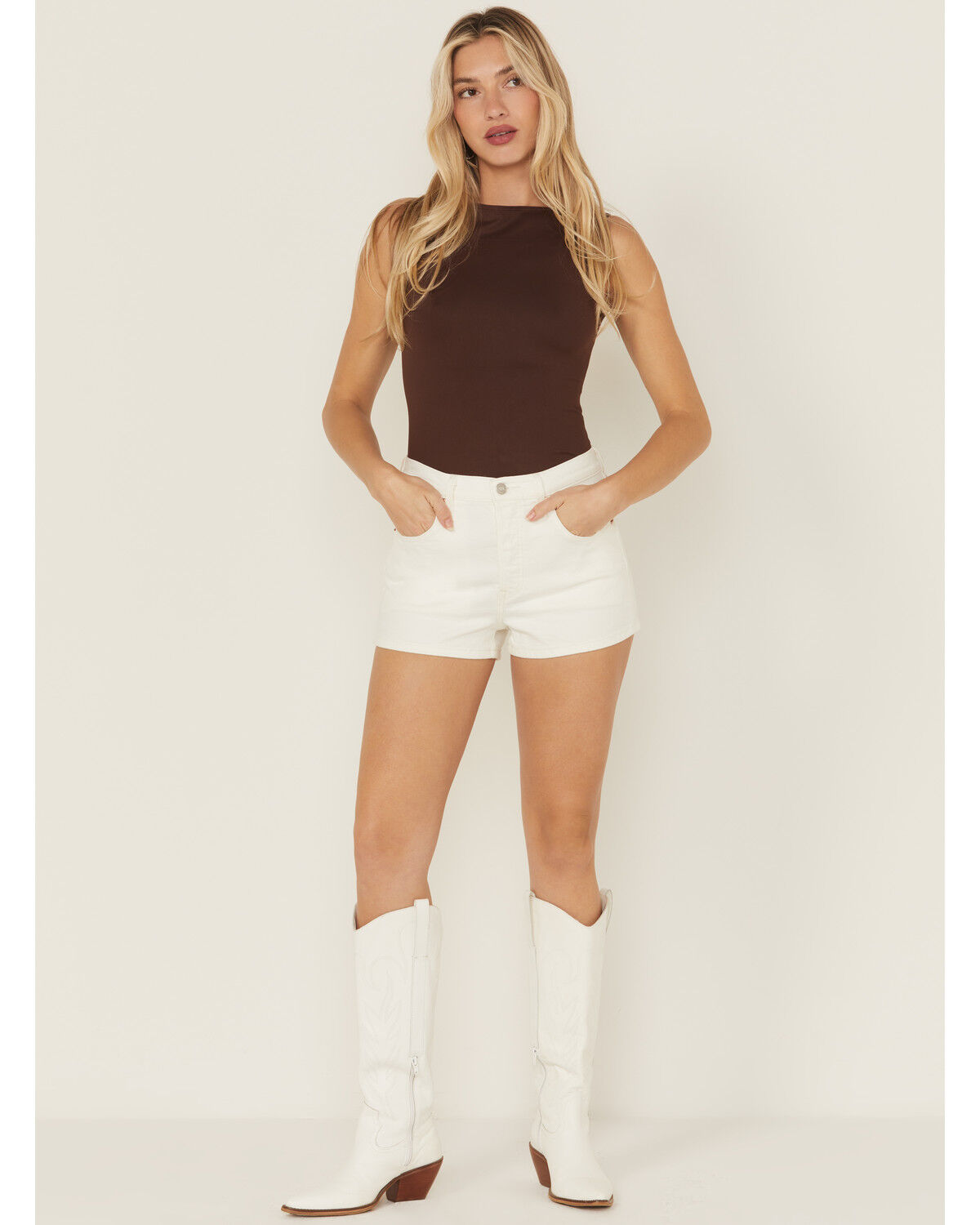 Image #1 - Levi's Women's 501&reg; Original Disco Nights High Rise Stretch Denim Shorts, White, hi-res