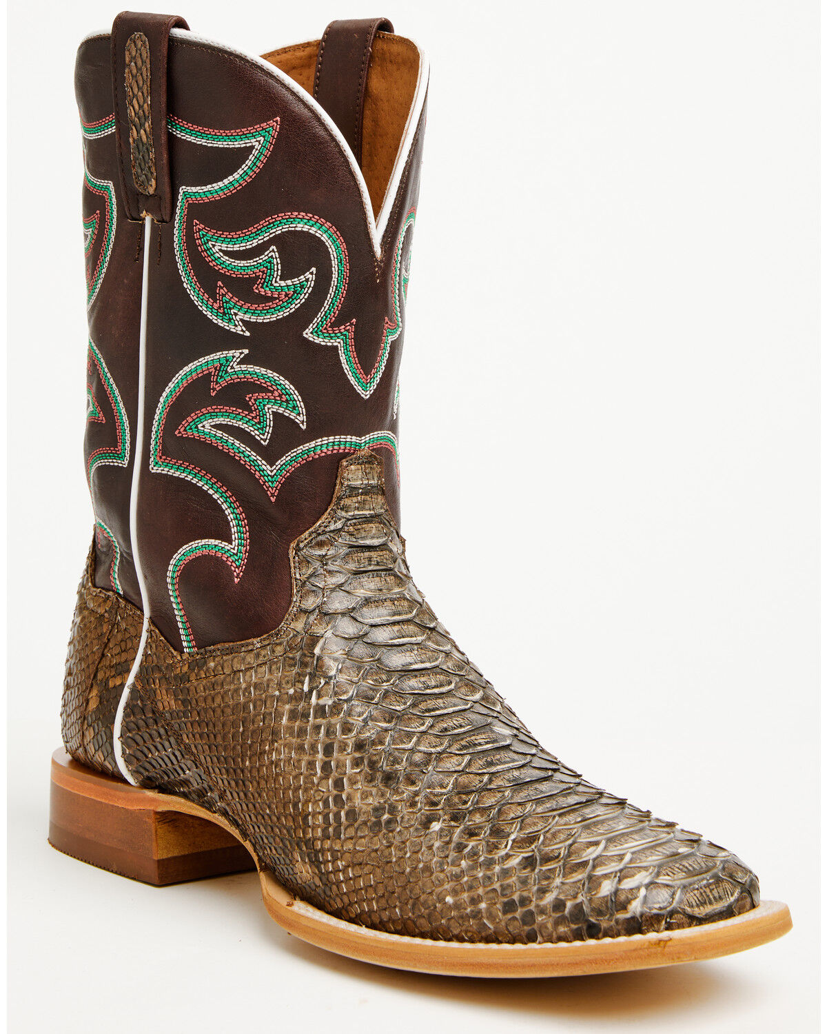 Image #1 - Dan Post Men's Exotic Python Belly Western Boots - Broad Square Toe, Taupe, hi-res