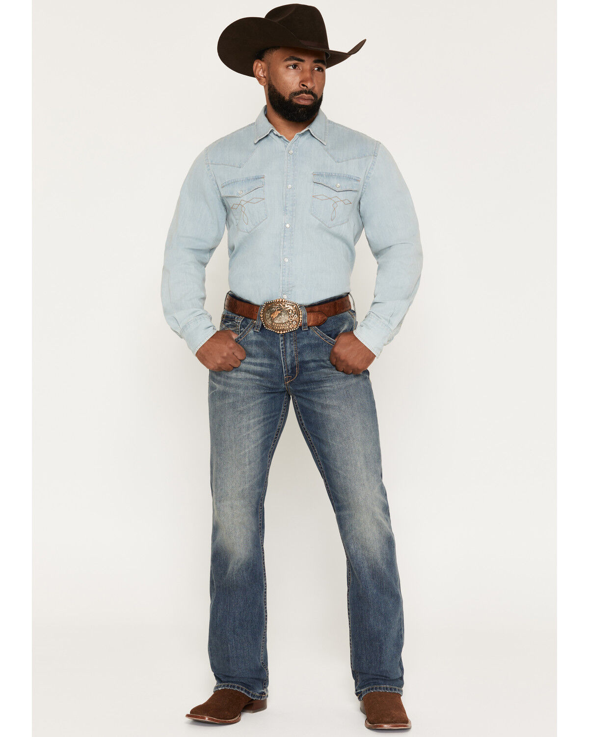 Cody James Men's Denver Wash Wyatt Slim Bootcut Stretch Denim Jeans, Medium Wash, hi-res