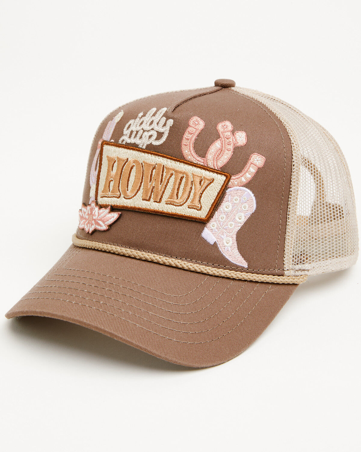 Shyanne Girls' Howdy Ball Cap, Brown, hi-res