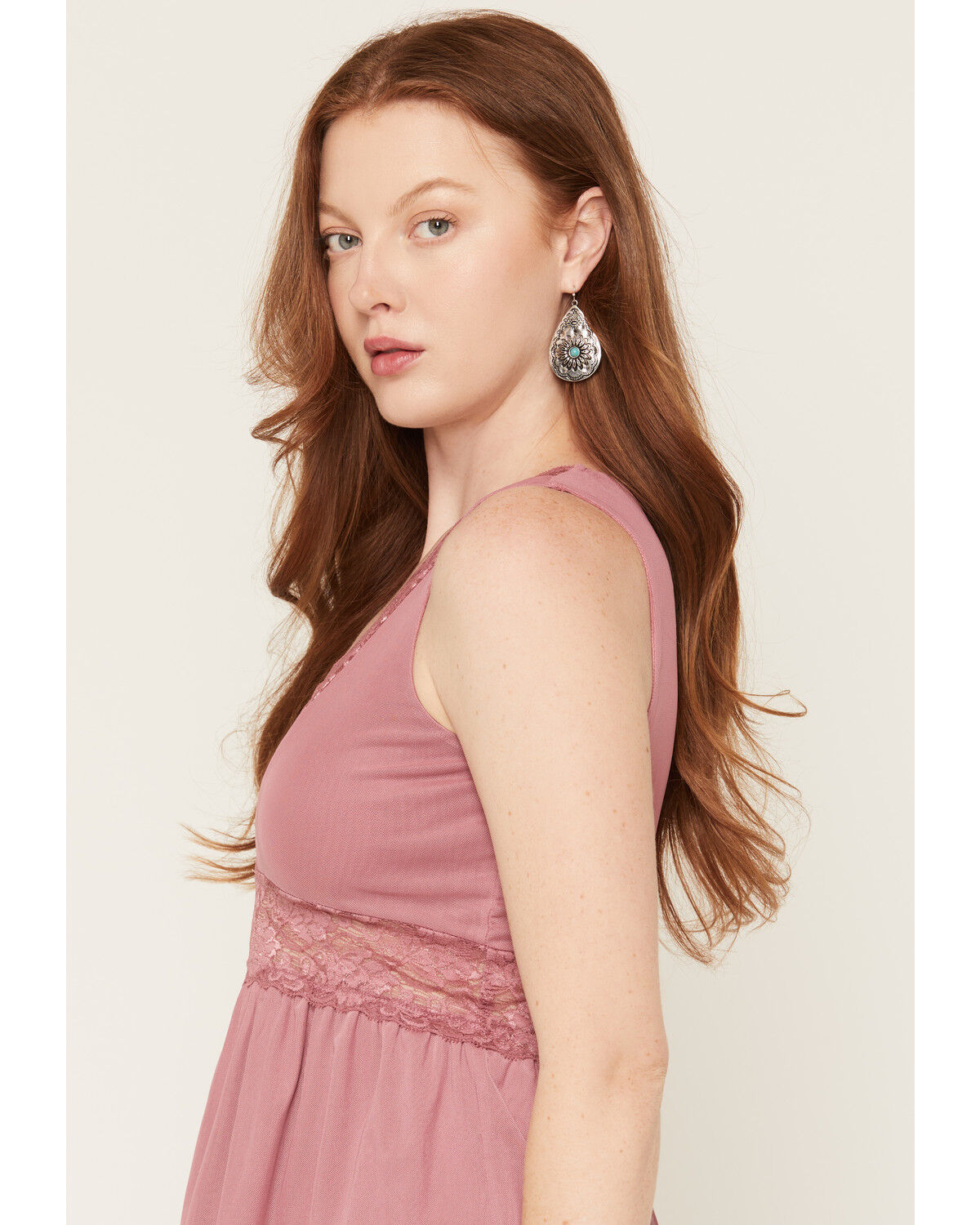 Image #2 - Wild Moss Women's Lace Tank, Mauve, hi-res