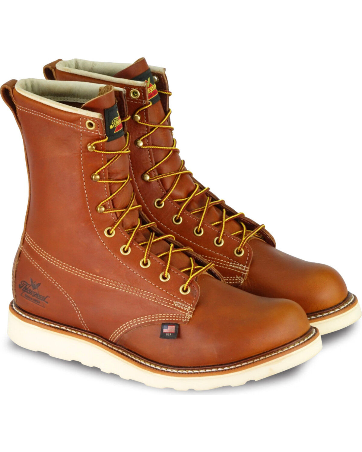 Image #1 - Thorogood Men's 8" American Heritage USA MAXWear Wedge&trade; Sole Boots - Composite Toe, Brown, hi-res