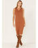 Image #1 - Cleo + Wolf Women's Ribbed Tank Midi Dress, Brown, hi-res