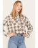 Image #2 - Cleo + Wolf Women's Plaid Print Cropped Shirt, Cream, hi-res