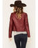 Image #4 - Stoosh Women's Faux Leather Zip Front Jacket, Red, hi-res