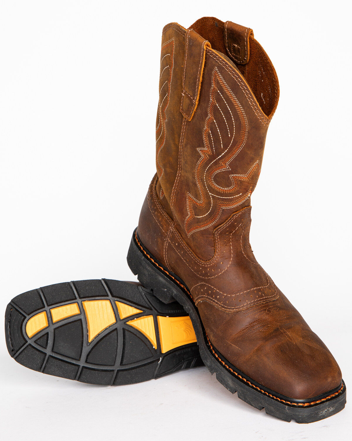 Image #8 - Cody James&reg; Men's Broad Square Toe Western Work Boots, Brown, hi-res