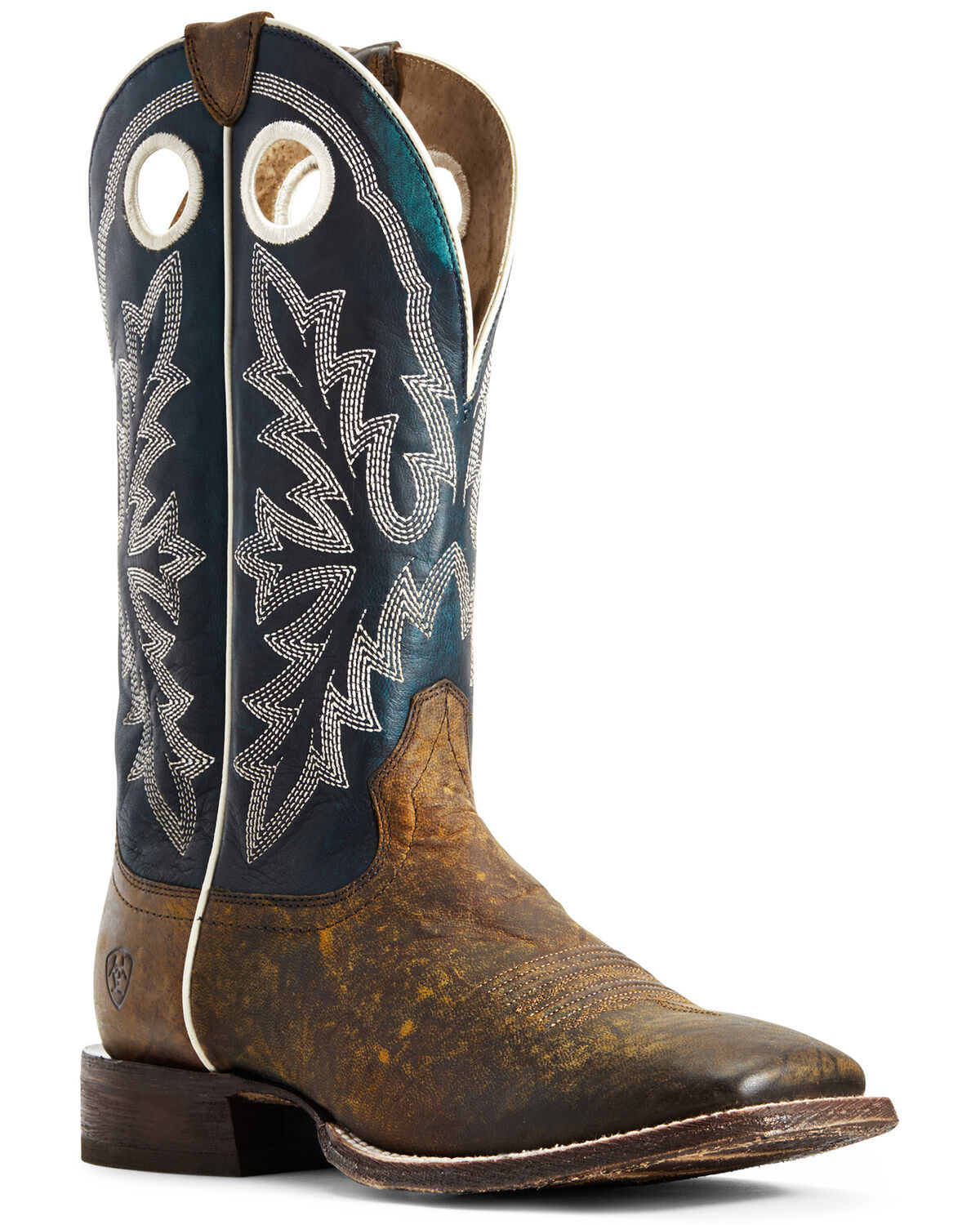 Ariat Men's Circuit Woodsmoke Western Boots - Broad Square Toe, Brown/blue, hi-res