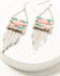 Image #1 - Shyanne Women's Bead Metal Fringe Drop Earrings , Silver, hi-res