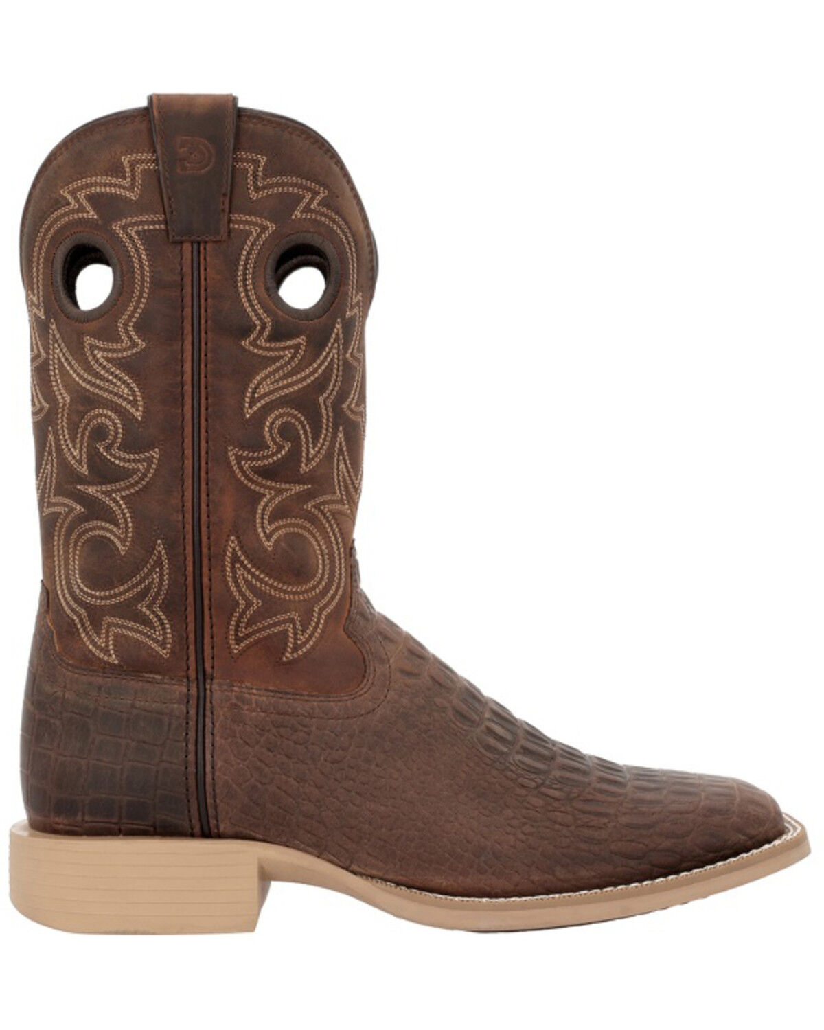 Image #2 - Durango Men's Shyloh Croc Print Performance Western Boots - Broad Square Toe, Brown, hi-res