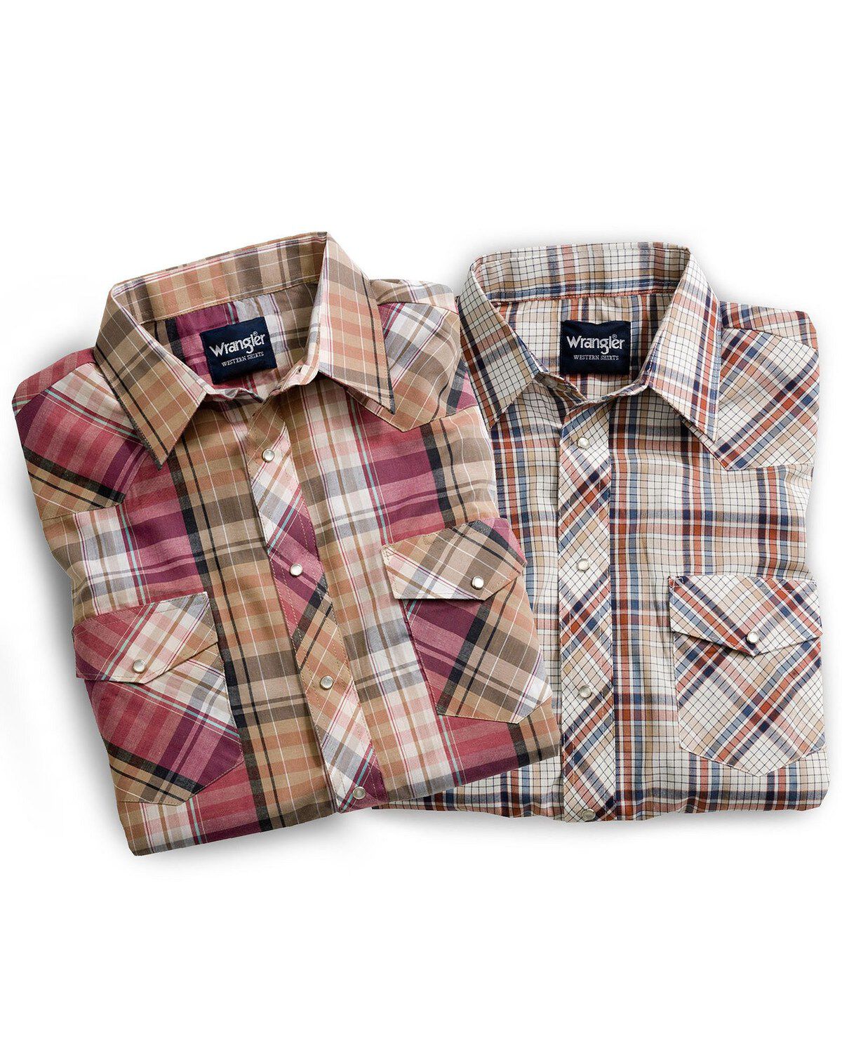 Image #3 - Wrangler Assorted Striped or Plaid Long Sleeve Classic Western Shirt - Big & Tall, Plaid, hi-res