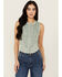 Image #1 - Rock & Roll Denim Women's Sleeveless Embroidered Tank Top , Jade, hi-res