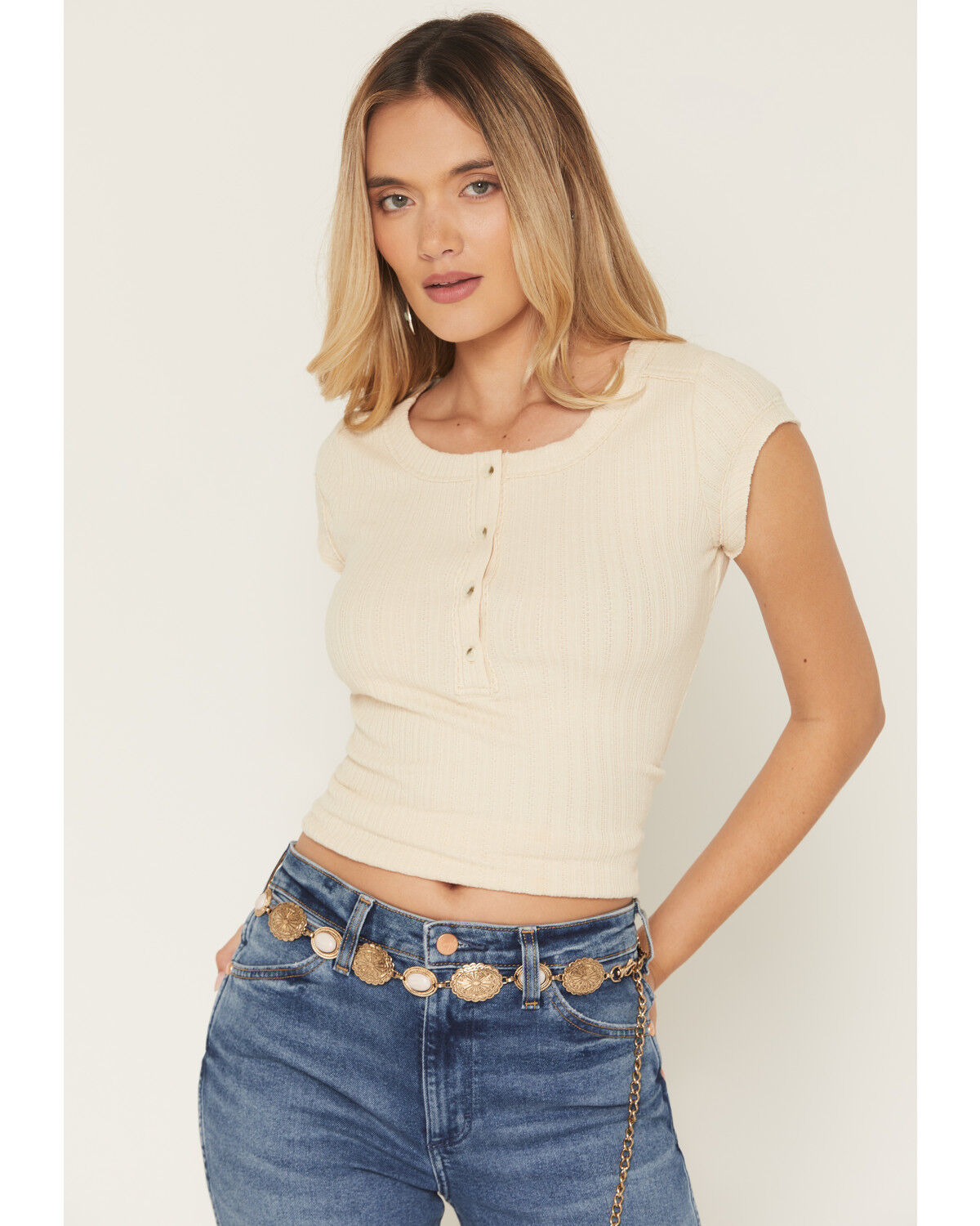 Shyanne Women's Stone Chain Belt, Gold, hi-res
