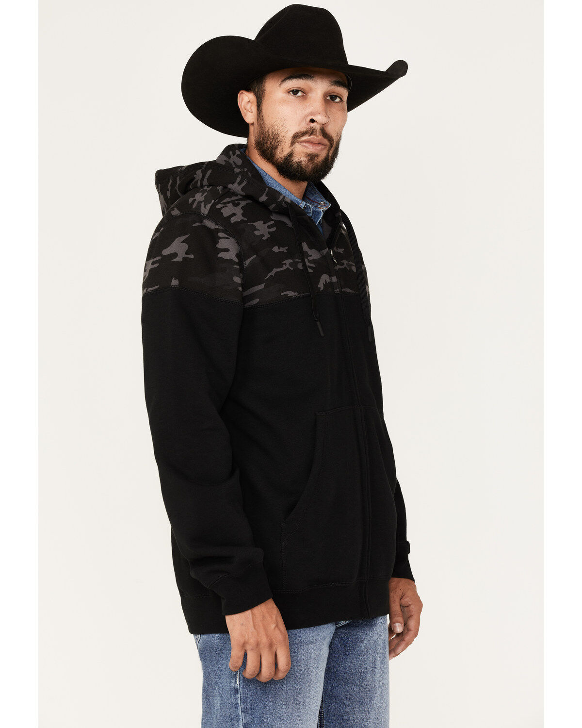 Image #1 - Moonshine Spirit&reg; Men's Midnight Camo Color-Blocked Zip-Front Hooded Pullover, Camouflage, hi-res