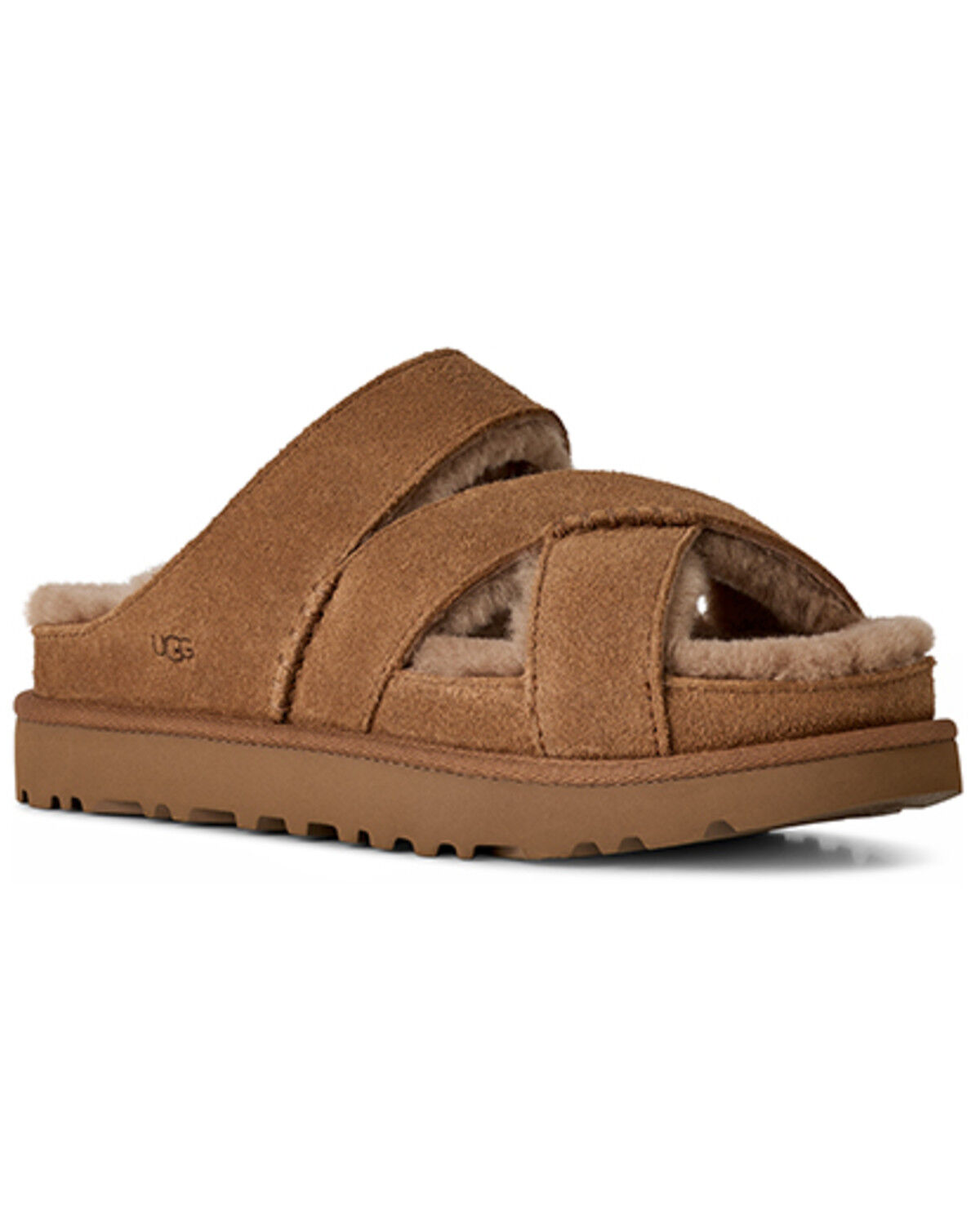 Image #1 - UGG Women's Greenport Cross Strap Slide, Chestnut, hi-res