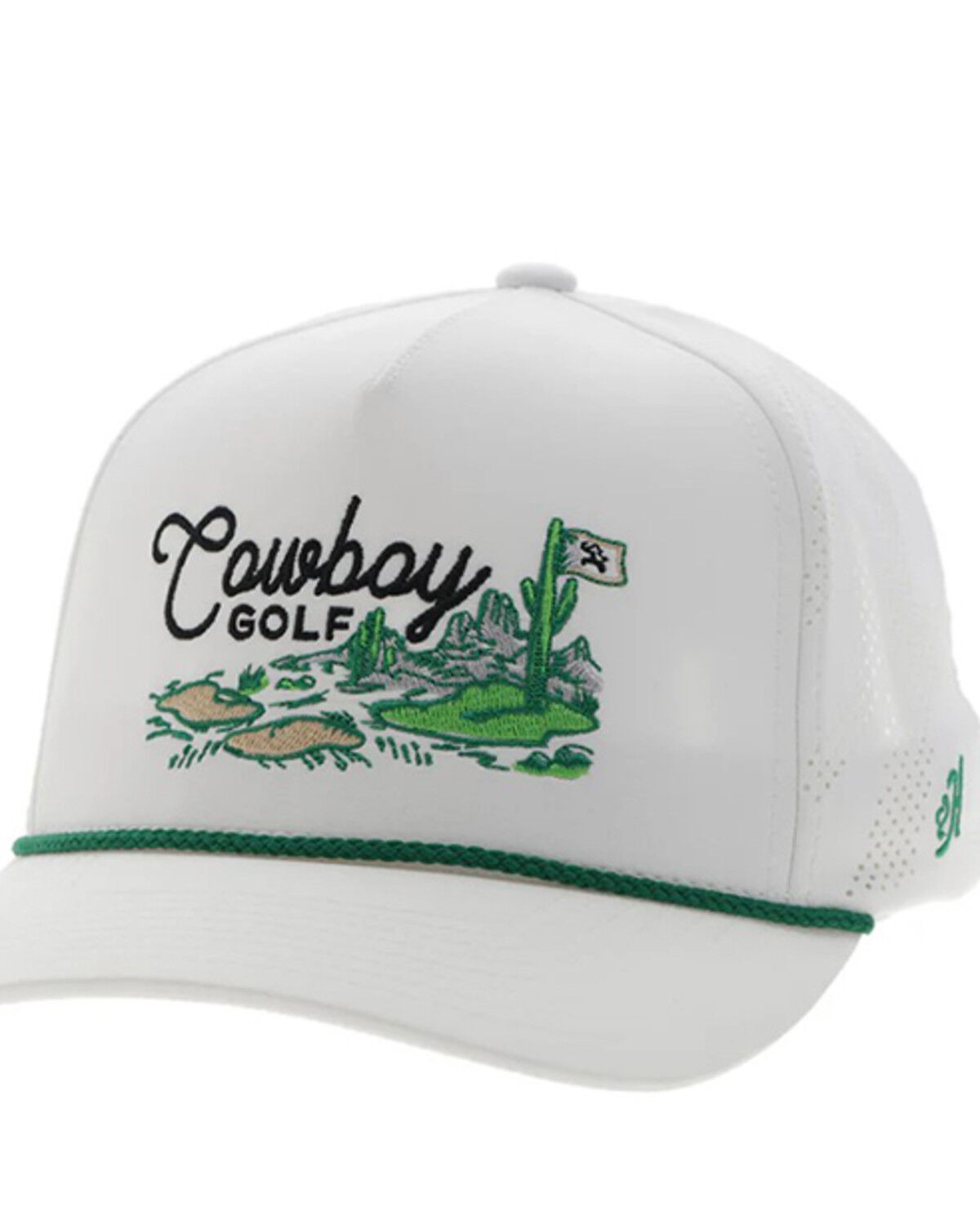 Hooey Men's Cowboy Golf Landscape Trucker Cap, White, hi-res