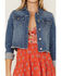 Image #2 - Shyanne Women's Light Denim Cropped Fray Jacket, Light Wash, hi-res