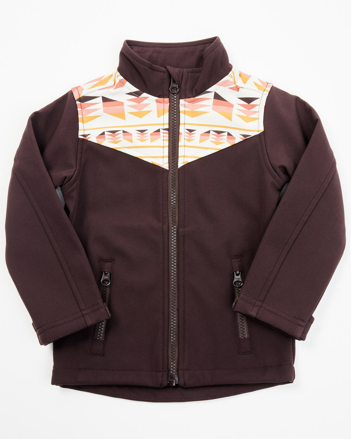 Shyanne Toddler Girls' Southwestern Print Softshell Jacket, Chocolate, hi-res