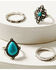 Image #2 - Shyanne Women's Turquoise & Silver Boho 6 Piece Ring Set , Silver, hi-res