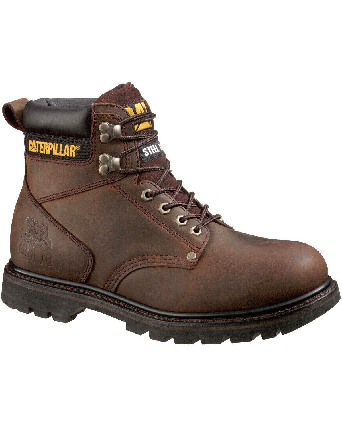 CAT Men's Second Shift Steel Toe Work Boots, Dark Brown, hi-res