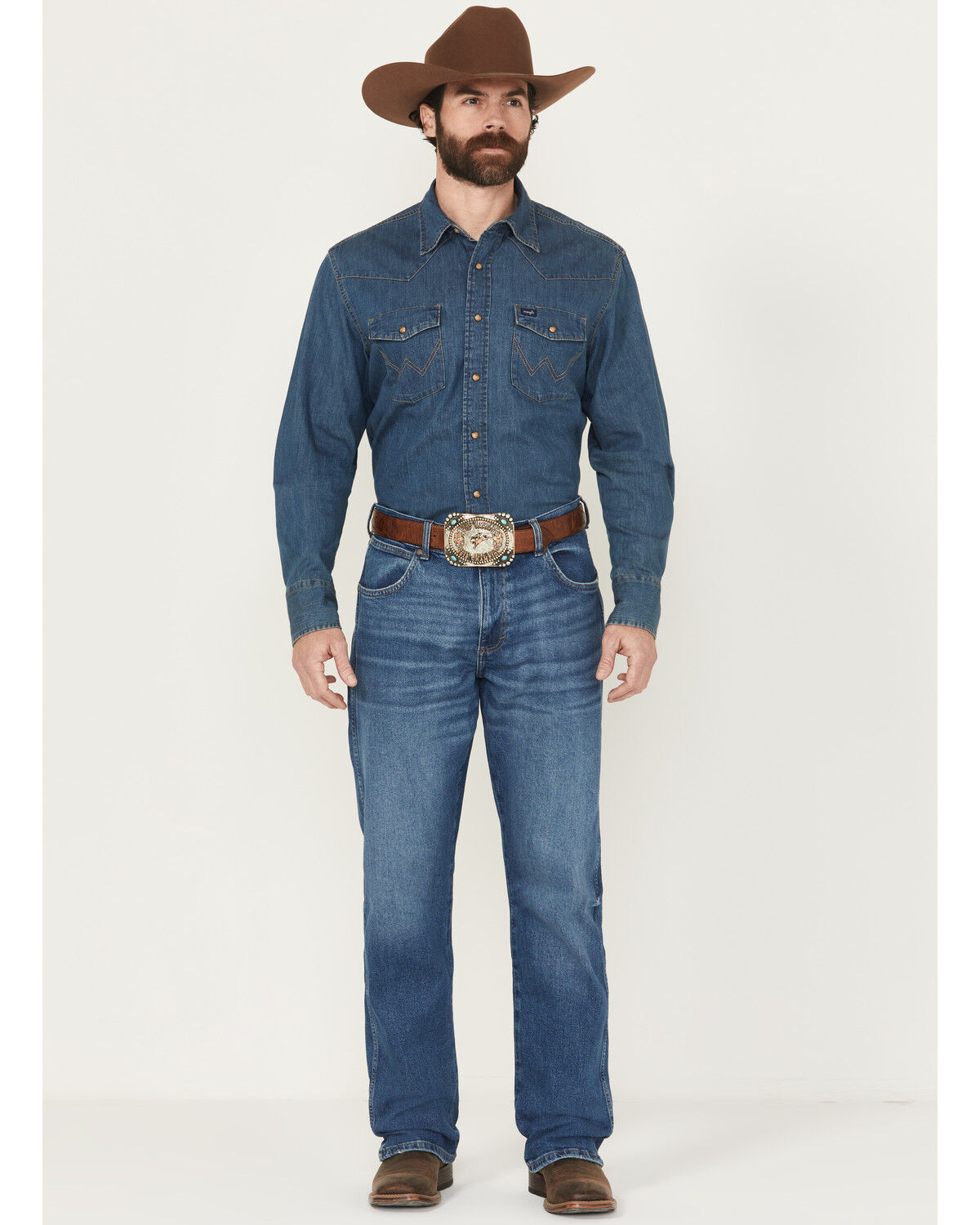 Image #1 - Wrangler Retro Men's 77MWZ Dark Wash Slim Bootcut Stretch Denim Jeans, Dark Wash, hi-res