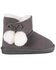 Image #1 - Cloud Nine Girls' Sheepskin Pom Pom Boots - Round Toe , Grey, hi-res