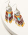 Image #1 - Shyanne Women's Frontier Antique Teardrop Seed Bead Fringe Earrings , Silver, hi-res