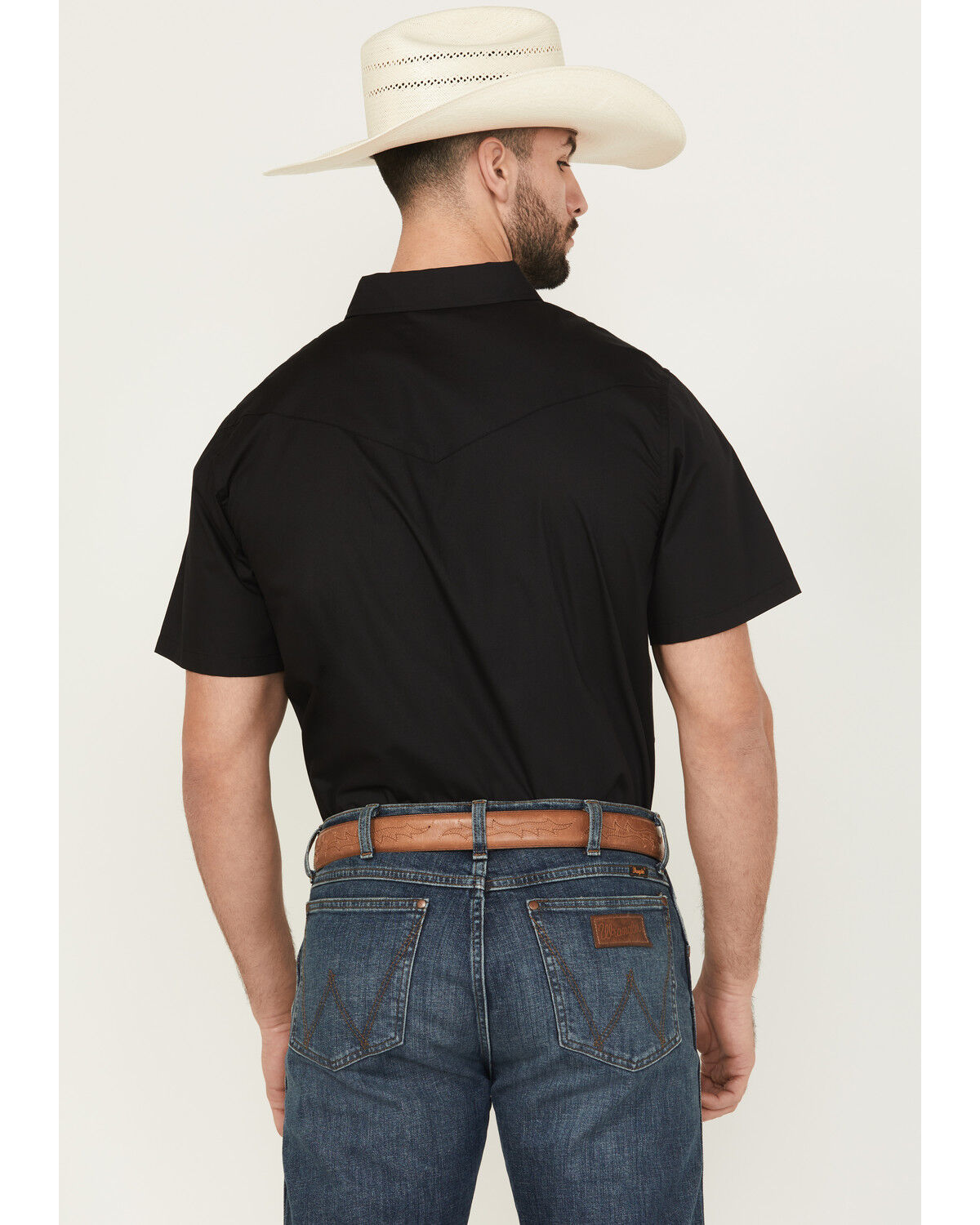 Image #4 - Gibson Men's Solid Short Sleeve Snap Western Shirt - Big, Black, hi-res