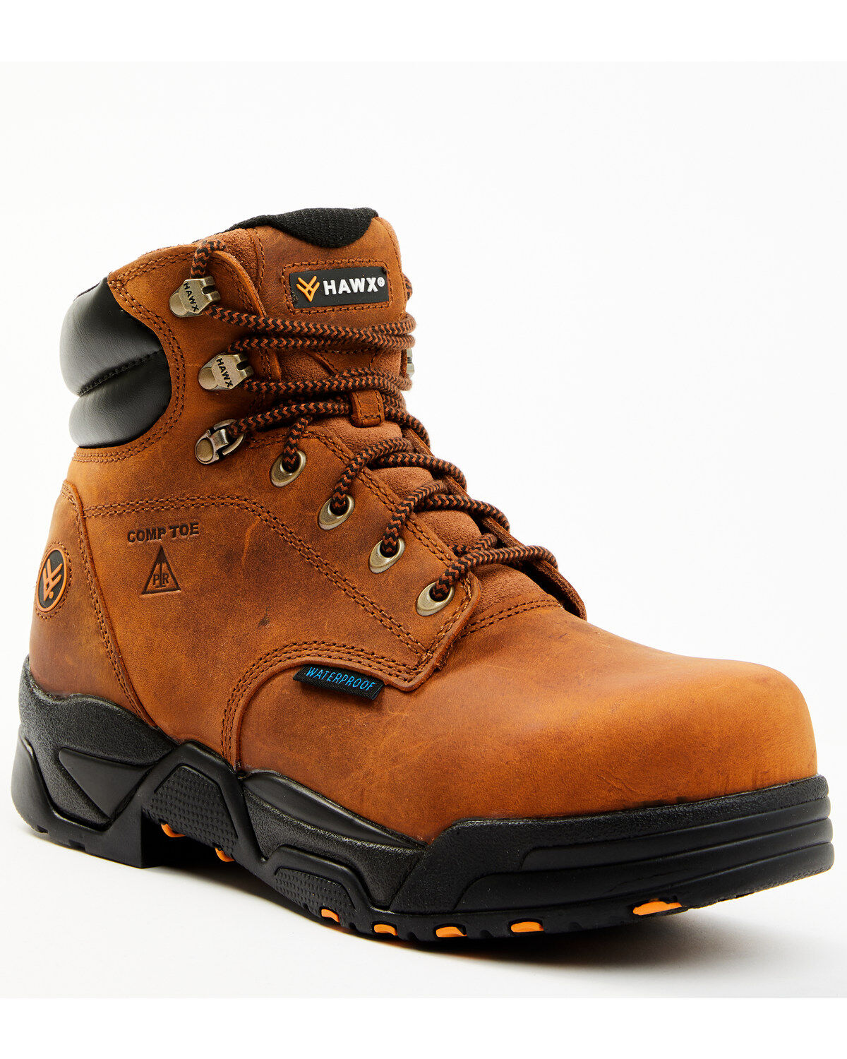 Hawx Men's 6" Enforcer Lace-Up Waterproof Hiking Work Boot - Composite Toe, Brown, hi-res