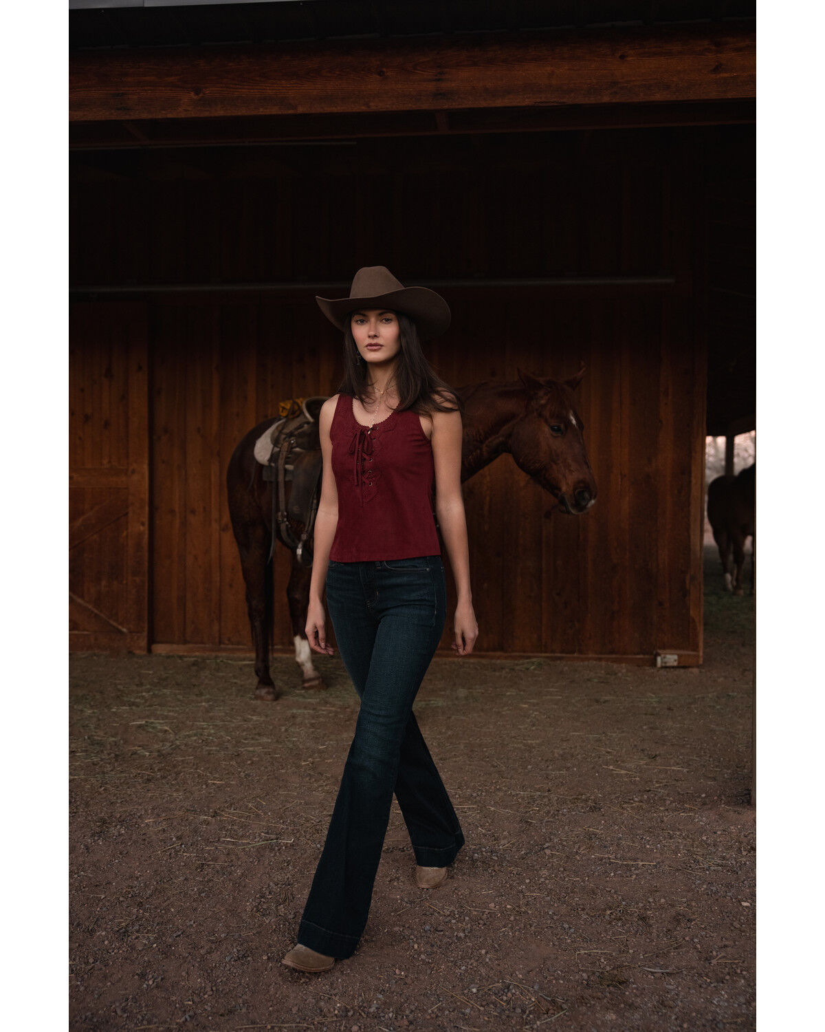 Image #2 - Shyanne Women's Cut Out Tie-Front Tank, Burgundy, hi-res