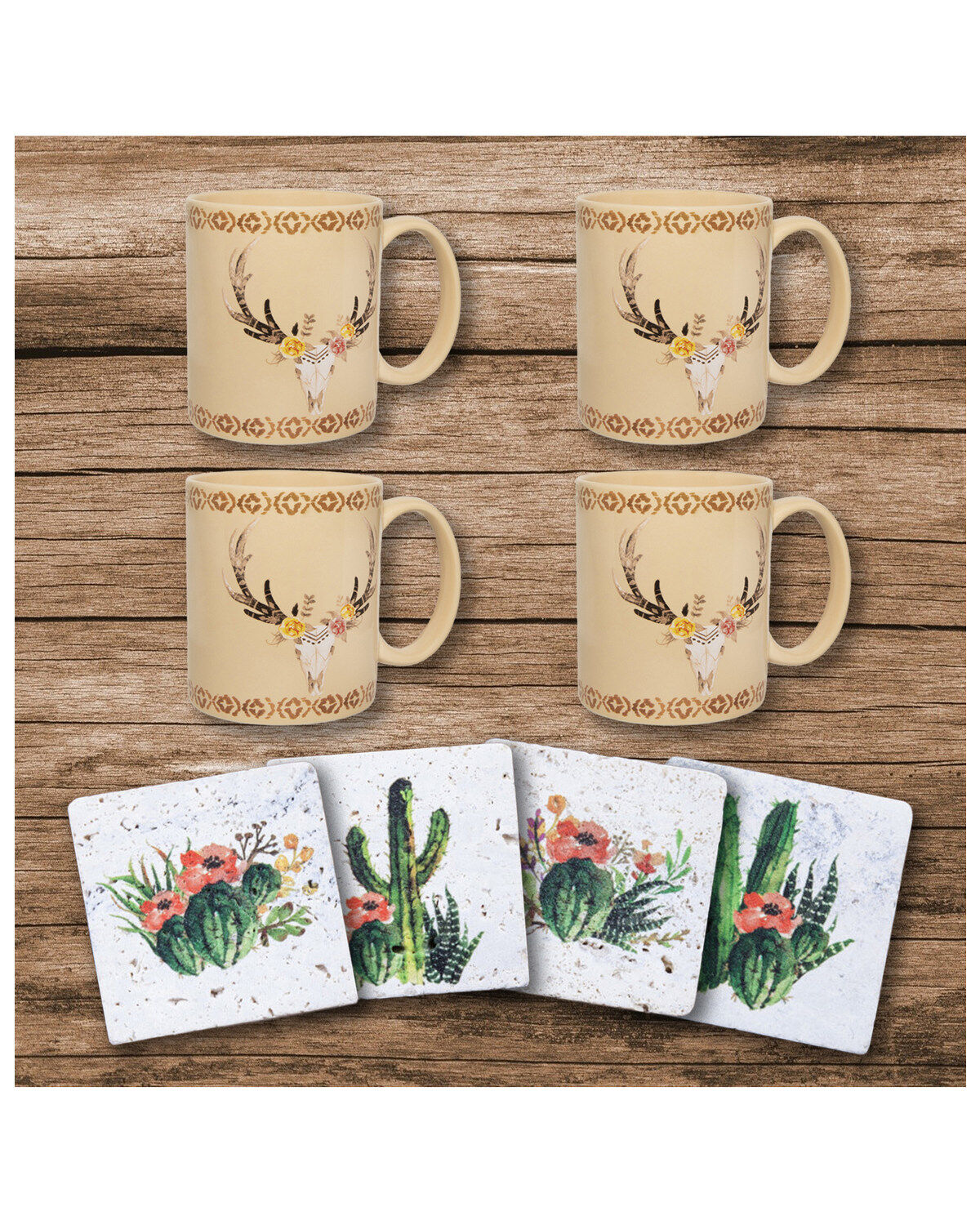 Image #1 - HiEnd Accents Desert Skull & Cactus Mug Set, Multi, hi-res