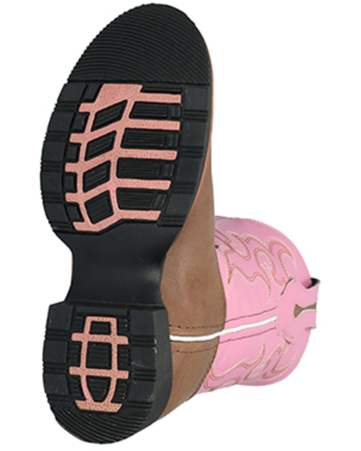 Image #7 - Smoky Mountain Girls' Mustang Western Boots - Round Toe, Brown/pink, hi-res