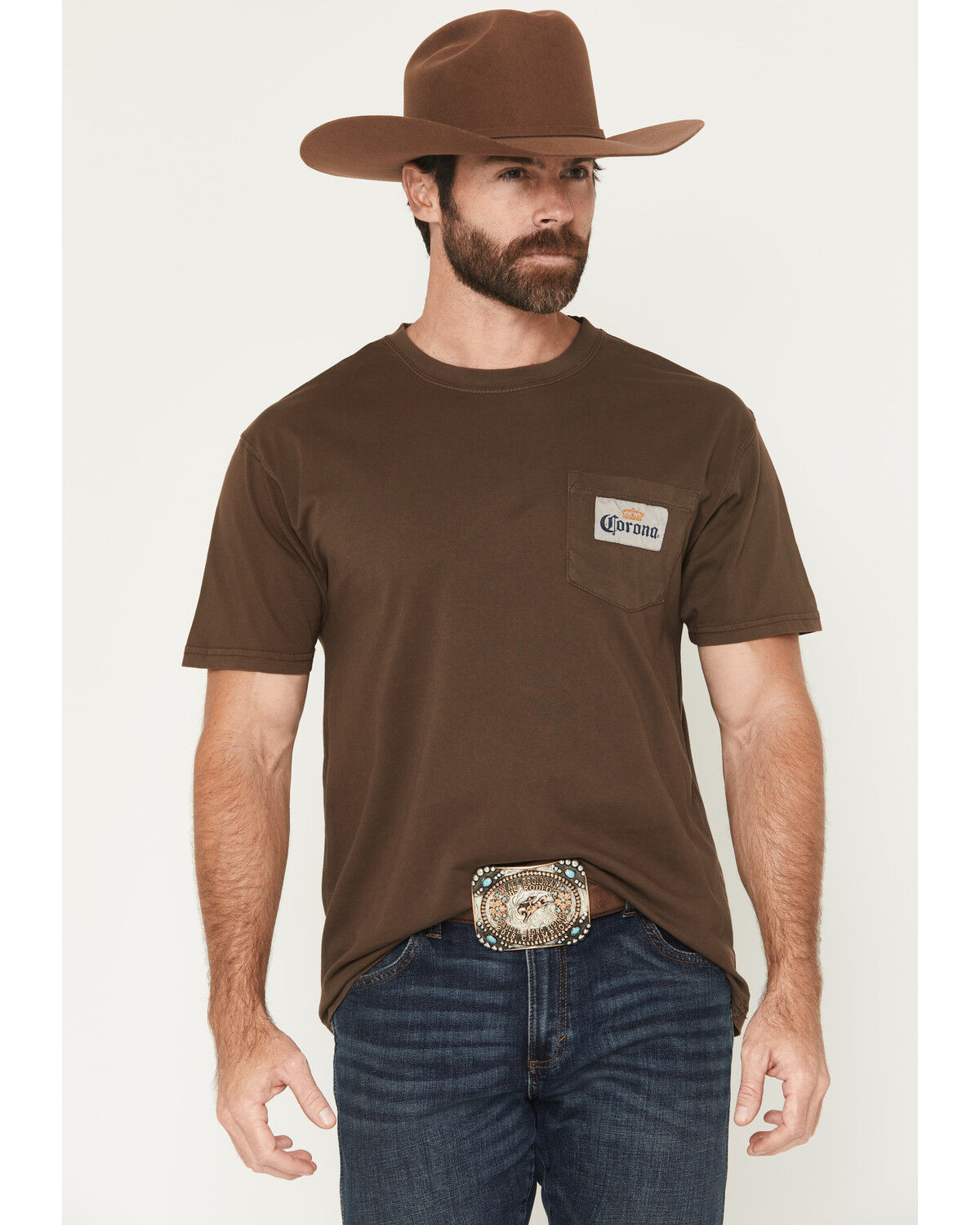 Image #2 - Corona Men's Bottle Sunset Short Sleeve Graphic T-Shirt, Dark Brown, hi-res