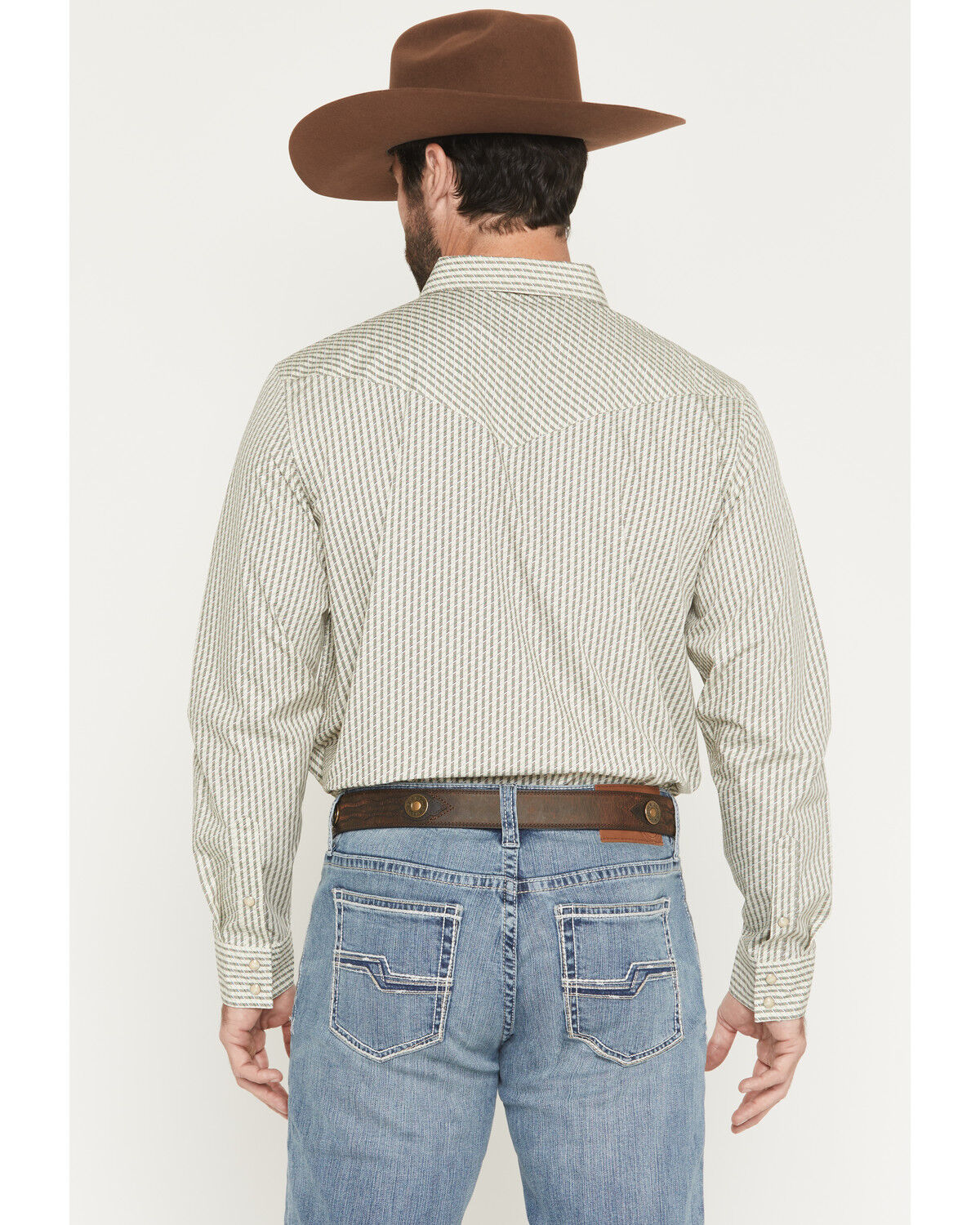 Image #4 - Gibson Trading Co Men's Circuit Striped Print Long Sleeve Snap Western Shirt - Tall, Cream, hi-res