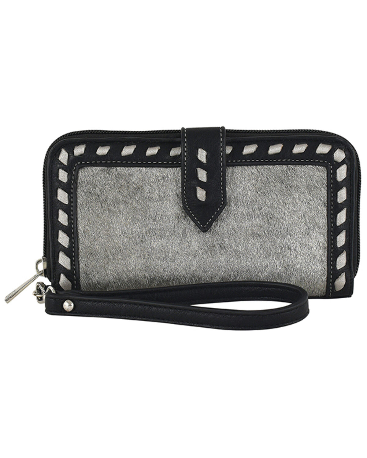 Image #1 - Catchfly Women's Genuine Hair-On-Hide Wristlet Wallet, Black, hi-res