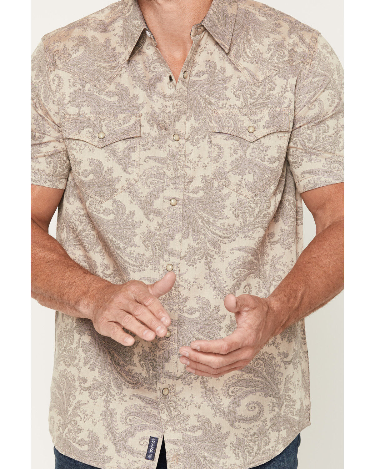 Image #3 - Moonshine Spirit&reg; Men's Regal Rebellion Paisley Print Short Sleeve Snap Western Shirt, Purple, hi-res