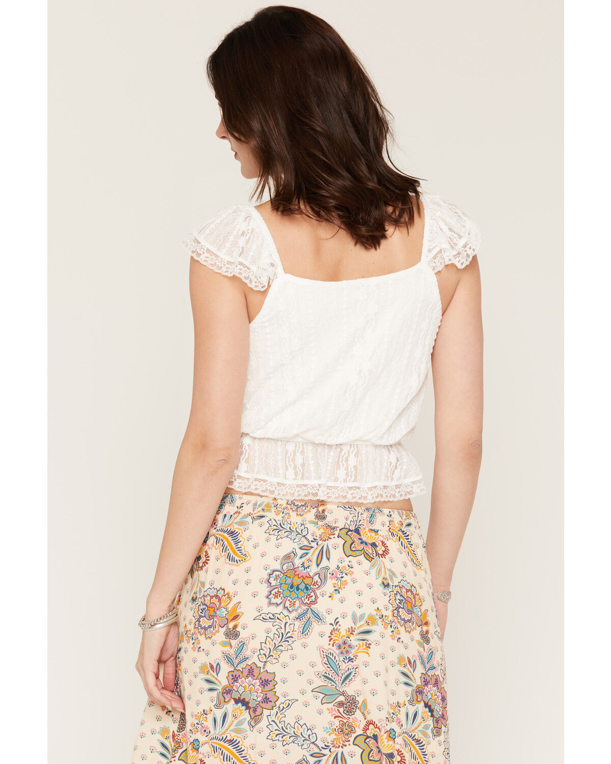 Image #4 - Shyanne Women's Ronson Flutter Sleeve Lace Tank, White, hi-res