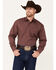 Image #1 - Stetson Men's Geo Print Long Sleeve Snap Western Shirt, Wine, hi-res