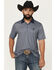 Image #1 - RANK 45&reg; Men's Railroad Striped Short Sleeve Polo, Light Blue, hi-res