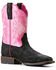 Image #1 - Ariat Girls' Outrider Floral Embossed Western Boots - Broad Square Toe , Black, hi-res