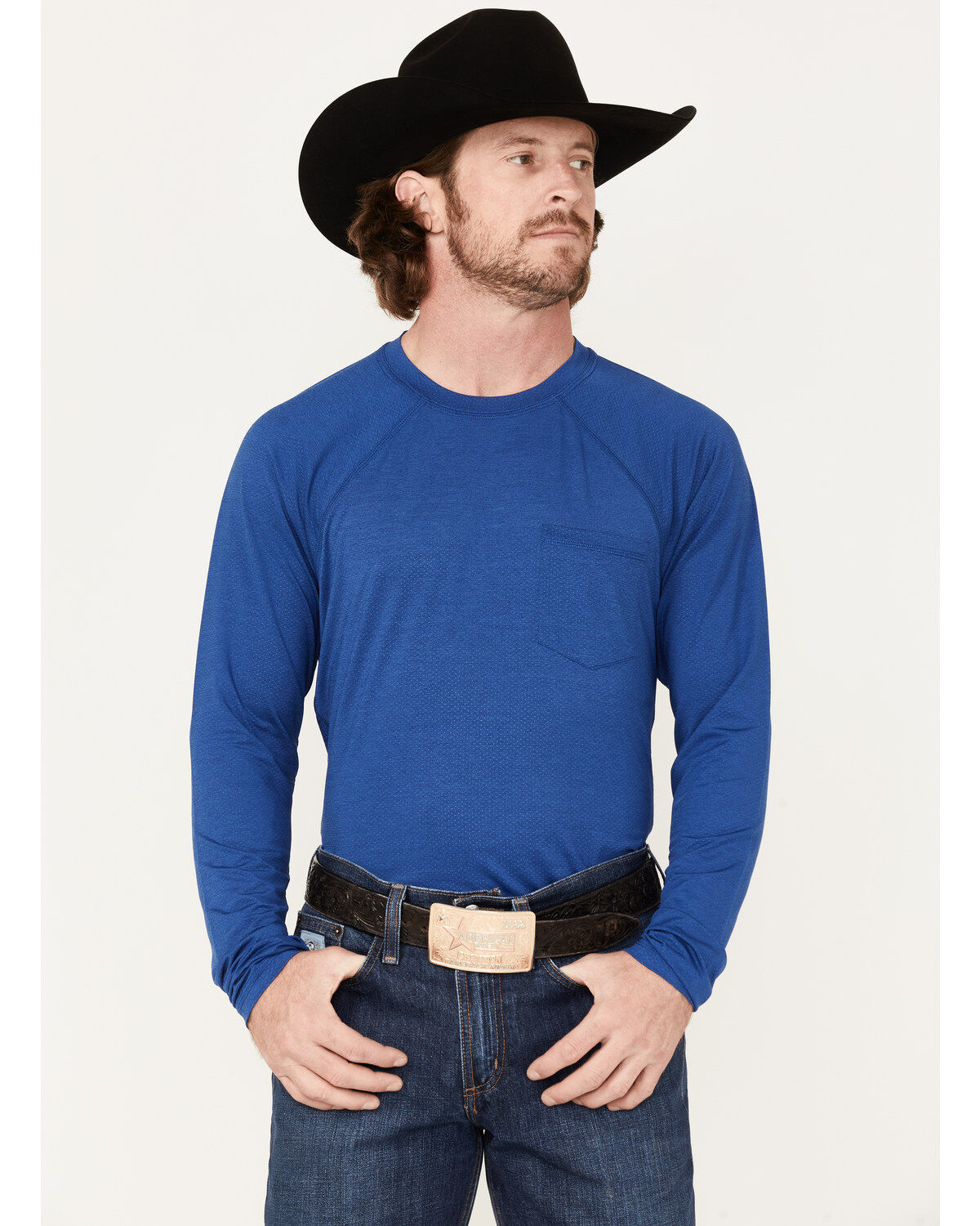 Image #1 - RANK 45&reg; Men's Tornado Solid Performance Long Sleeve T-Shirt, Blue, hi-res