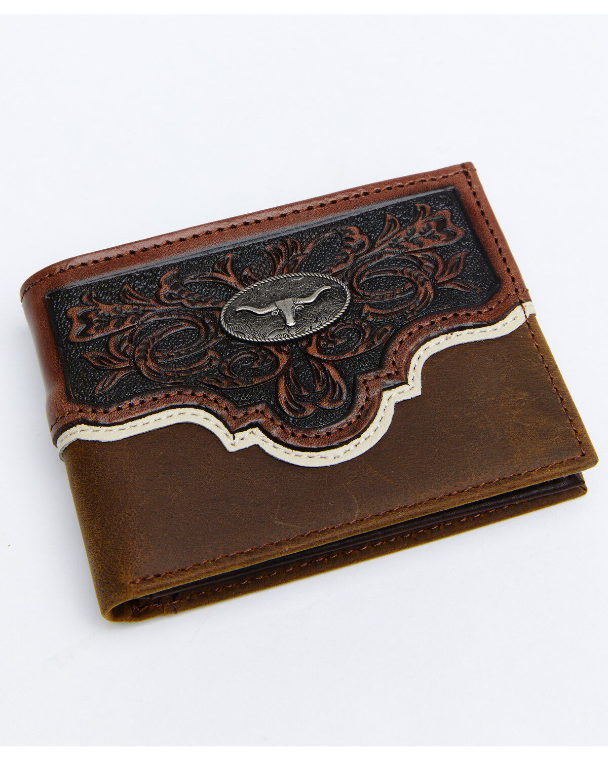 Cody James Men's Tooled Bifold Wallet, Brown, hi-res