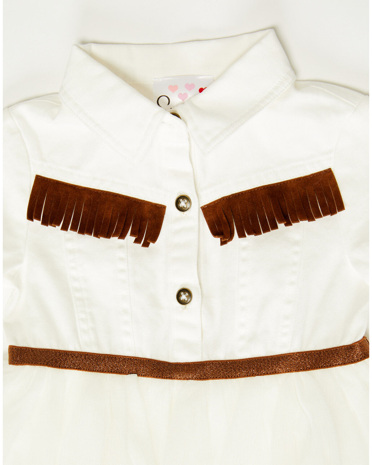 Image #3 - Sugar California Infant Girls' Fringe Long Sleeve Button-Down Denim Tutu Dress, Ivory, hi-res