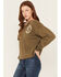 Image #2 - Cleo + Wolf Women's Live Laugh Whiskey Oversized Cropped Pullover, Sage, hi-res