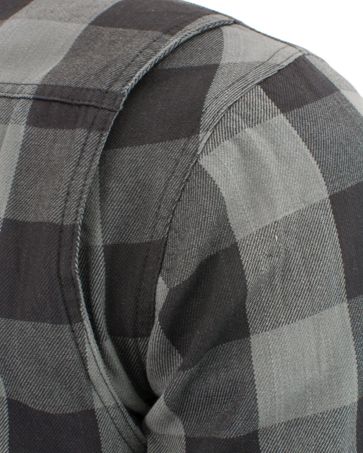 Image #5 - Milwaukee Performance Men's Aramid Checkered Plaid Biker Shirt, Dark Grey, hi-res