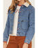 Image #3 - Wrangler Women's Light Wash Denim Sherpa Collar Western Jacket, Blue, hi-res