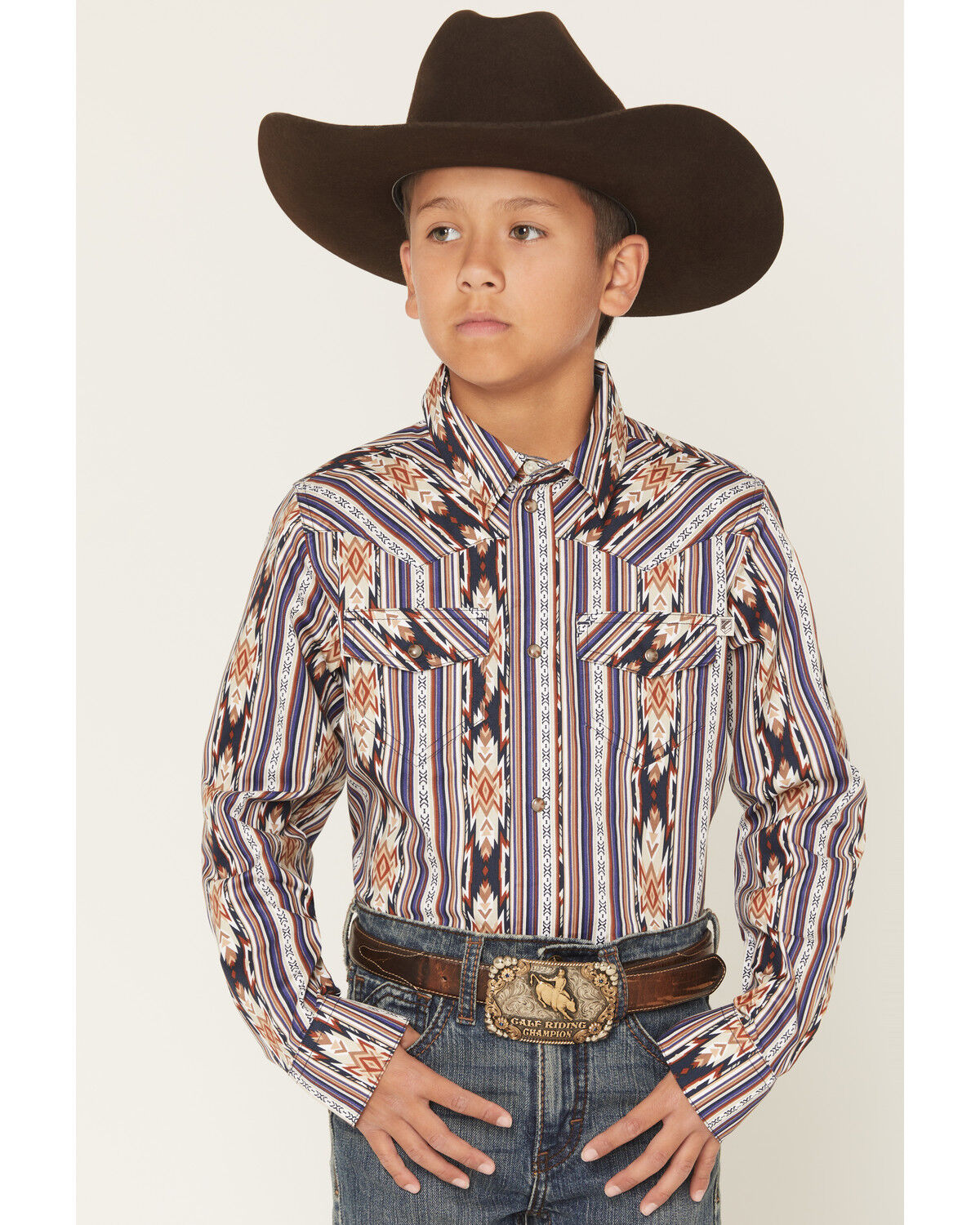RANK 45&reg; Men's White Mountain Striped Long Sleeve Snap Stretch Western Shirt, Multi, hi-res