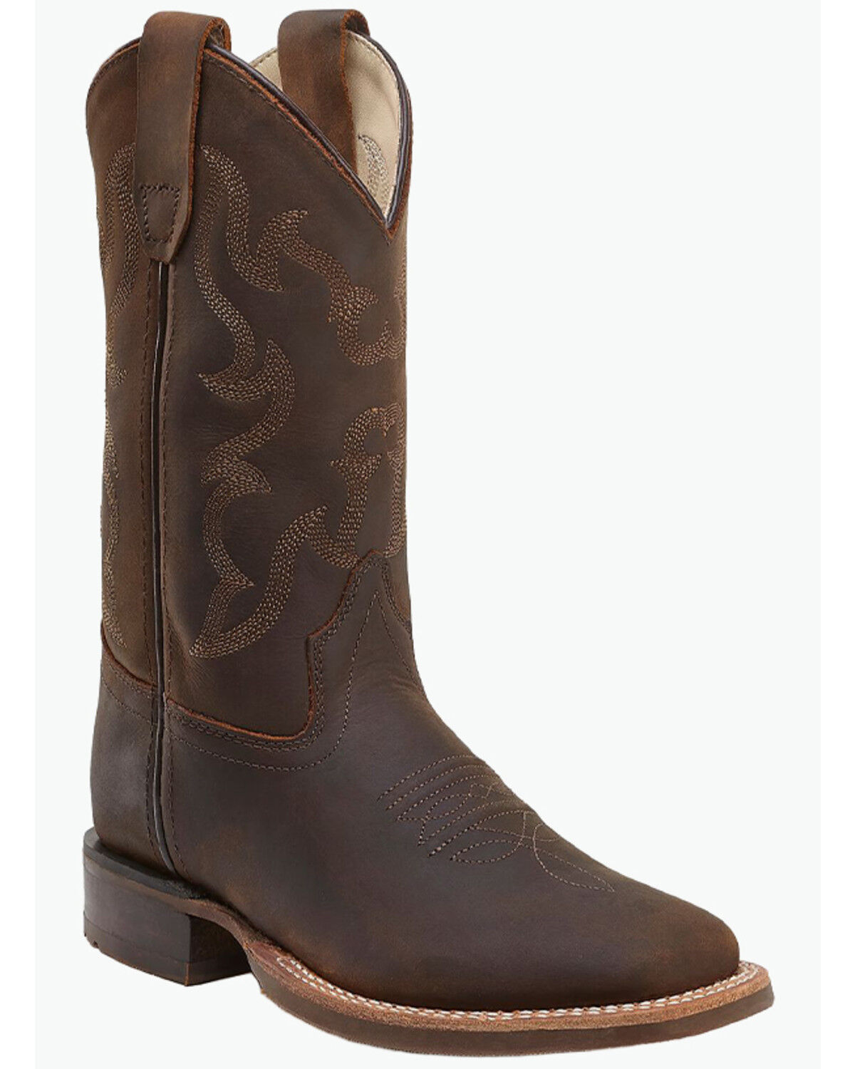 Old West Little Boys' Western Boots - Broad Square toe, Brown, hi-res