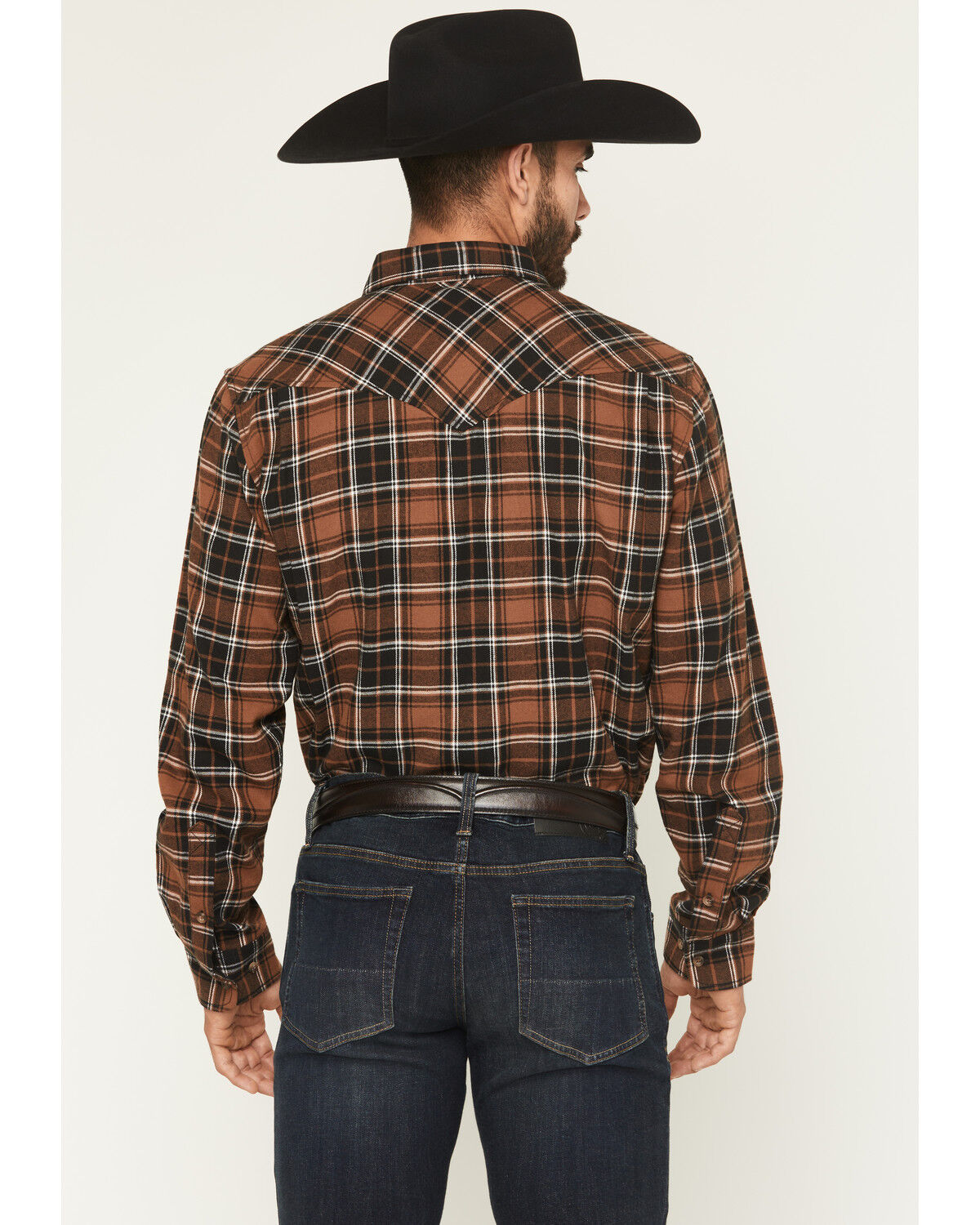 Image #4 - Cody James Black 1978&reg; Men's Caddis Plaid Print Long Sleeve Button-Down Western Shirt, Brown, hi-res